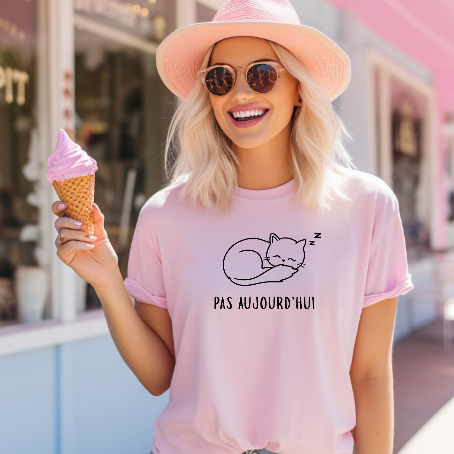 Pas Aujourd’hui Cat French T-Shirt